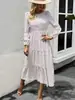 Ropa de Mujer Nueva de Primavera Transfronteriza Estilo Bohemio Retro Floral de Gama Alta Elegante Vestido de Manga Larga Adelgazante