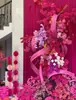 Tapete de Bambu Vermelho Gradiente Arte Floral Decoração de Casamento Arte em Bambu Celebração de Casamento Arranjo de Estilo Tecelagem de Bambu Cor Gradiente