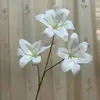 Flores Artificiales con 3 Cabezas, Lirios Adhesivos, Materiales de Decoración Floral para Fondos de Salón de Bodas Impresos en 3D, Flores Falsas Transfronterizas de Comercio Exterior