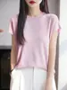 Nuevo Top de Verano 2025 para Mujer, Delgado y Versátil, Imitación Lana, Mangas de Murciélago, Espalda Hueca con Diamantes, Camiseta Base
