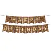 Amazon Transfronterizo Fiesta de Cumpleaños Bandera de Papel con Estampado de Leopardo Marrón Cola de Golondrina Decoración Feliz Cumpleaños Banderín Decoraciones Colgantes Suministros