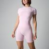 Conjunto de Camiseta de Manga Curta e Shorts Sem Costura Feminino Nude Shorts de Manga Curta Sem Costura Roupa para Yoga Fitness