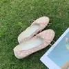 Bailarinas de lunares estilo Grapema para mujer, Zapatos planos franceses de punta redonda con lazo, Zapatos bajos de satén tipo rodillo de huevo