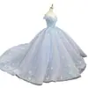 Vestido strapless de tul azul 2026 nuevo de comercio exterior estilo francés, atuendo de rendimiento de lujo ligero para anfitriona y socialité, suministro del fabricante