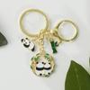Lindo llavero de panda de bambú de dibujos animados de metal divertido estilo chino colgante creativo pareja regalos colgantes al por mayor