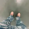 Calças de nicho americanas Totem Drop Color Design Sense Jeans Europeu e americano High Street hiphop Retro Old Straight Pants