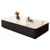 Mesa de Té Zhixianju - Mesa Doméstica de Lujo Ligero para Espacios Pequeños, Mesa de Té Creativa Moderna Simple para Sala de Estar con Panel de Roca de Vidrio Templado