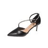 Sapatos de Salto Agulha Franceses 2024 Verão e Outono Nova Moda Sandálias Vazadas com Strass de Salto Agulha Apontado Salto Alto