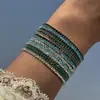 Pulsera Elástica de Cuentas de Arroz Bohemio Multicapa Transfronteriza Europea y Americana Set de Pulseras para Mujer de Color Contrastante de Nicho