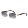 Gafas de sol de moda Hombres Sin Marco Patas de Madera Originales Gafas de tirachinas Hombres Modernas Marco Óptico de Madera Gafas de sol