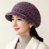 Chapéu de Inverno Feminino Proteção de Orelha Chapéu de Lã Tricotado Quente Engrossado Proteção contra Frio Pessoas de Meia-Idade e Idosos Mãe Avó Chapéu de Algodão com Forro de Veludo