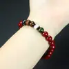 Pulseira de Areia de Cristal com Contas de Vidro Cor de Cinza Design DIY, Pulseira Unissex com Carimbo Dourado dos Cinco Elementos para Ano de Nascimento