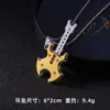 Colar de Aço Inoxidável para Guitarra de Cor Simples Hip Hop Rock Jazz Design de Pingente Nicho Acessórios de Pingente para Festival de Música
