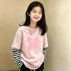 Camiseta de manga larga para niña, nuevo estilo otoño 2026, algodón puro, top a rayas elegante para niños, camiseta básica casual para niños mayores
