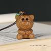 Pau-rosa Sândalo Verde Esculpido Desenho Animado Urso Morango Fofo Corrente para Celular Chaveiro Decoração de Mochila Pingente Portátil Joia
