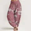 Pantalonas Casuais Versáteis de Moda Estilo Novo Europeu e Americano Transfronteiriço com Estampa Digital 3D Algodão Puro Estampado Diretamente Pantalonas Thai Femininas para Primavera e Verão