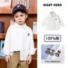Camisa Escolar Masculina Estilo Europeu Algodão Puro Outono 2026 Nova Roupa Infantil Camisa de Manga Longa para Meninos