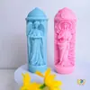 Molde de Silicona para Vela Aromática Cilíndrica con Relieve Tridimensional Molde de Yeso Cilíndrico con Patrón de Figura Femenina de Varilla Larga Columna Romana