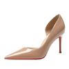 Zapatos de Tacón Alto Modelo Nuevo 2026 Cl con Suela Roja, Cortes Laterales, Sexys y Elegantes, Versátiles, Piel Suave, Punta Fina, Boca Baja, Zapatos de Salón Stiletto
