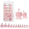 Parches blancos para uñas de los pies estilo francés, 120 piezas en una caja, los más vendidos, parches para uñas de los pies color rosa nude, piezas de arte de uñas en caja transfronteriza