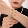 Ou Maika Aço Inoxidável Gumsophila Zircônia Incrustada Corrente Feita à Mão Pulseira de Alto Tecido Joia Revestida com PVD com Ouro Verdadeiro 18K