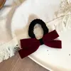 Nuevo Clip para el Cabello con Lazo de Terciopelo Borgoña y Perlas, Goma para el Cabello, Diadema, Banda para la Cabeza, Cuerda para el Cabello para Niños