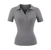 Camiseta de Manga Corta Estilo Coreano Nicho Chic para Mujer Verano 2025 Nueva Estilo Americano Sensación de Alta Gama Adelgazante Polo