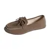 2026 Novos Mocassins Retrô Foscos Femininos Outono Inverno Plus Veludo Quente Laço Slip-On de Um Passo Sapatos Rasteiros Tipo Feijão Femininos