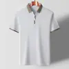 Camisa polo de manga corta de seda de hielo gofrada de color de contraste cuello tijera verano top fino joven y de mediana edad camiseta holgada