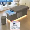 Cama de Shampoo para Terapia Capilar LED de Luxo Leve, Cama Integrada com Circulação de Água e Vaporização para Salão de Beleza, Cama de Fisioterapia Totalmente Reclinável para Lavar o Cabelo