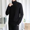 Suéter de gola alta masculino slim-fit casual estilo coreano preto outono e inverno suéter estilo coreano moda masculina camisa de base interna