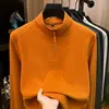 Sudadera base de cachemir y seda de morera para hombre, nuevo modelo otoño 2026, camiseta de manga larga con cremallera cepillada por ambos lados de 300 g para hombre