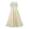 Nuevo vestido largo elegante de verano para niñas Vestido de princesa verano infantil de alta gama champán actuación de piano