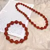 Pulsera Estilo Zhao Lusi Pulsera de Ágata Roja Natural Nuevo Estilo Chino Ágata Calcedonia Regalo de Buena Suerte para Mejor Amiga para Darle a Novia