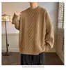 Nuevo suéter de punto trenzado para hombre de otoño e invierno, casual y versátil, estilo maduro, jersey de punto de color liso con cuello redondo