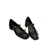 Zapatos Mary Jane Artísticos Retro Hechos a Mano Estilo Ballet para Mujer con Punta Cuadrada, Moño, Correas Cruzadas, Boca Baja y Tacones Altos