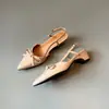 Sandalias Francesas de Lazo Estacionales First Encounter para Mujer, Punta Fina, Tacón Medio, Sin Cierre, Correa Única, Charol, Trasero Abierto