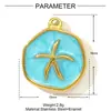 Brincos Pingente Estrela do Mar Árvore de Coco Óleo Pingando Férias Aço Titânio DIY Brincos Pingente Feminino Concha Aço Inoxidável Colar Acessórios de Joias
