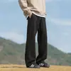 Pantalones Casuales/Personalizados para Hombre, Nuevo Estilo Otoño 2026, Pantalones Deportivos de Pierna Recta, Corte Holgado, Pantalones Largos con Caída, Negro