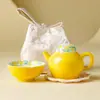 Conjunto de Chá Kung Fu Cerâmico com Margarida Pequena e Glacê de Gema de Ovo do Fabricante para Uma Pessoa, Utensílios para Preparo de Chá, Bule, Xícara de Chá, Uso Pessoal