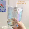 Vaso de Vidrio de Alta Apariencia con Diseño de Bambú, Popote y Tapa, Vaso de Lunares Coloridos, Vaso para Bebidas de Nicho, Estilo Ins