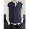 Colete Tricot Simples Casual Retrô Estilo Academia Unissex Cor Sólida Estilo Neutro Pulôver Sem Manga Gola V Para Camadas