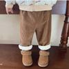 [Al por mayor] Nuevos Pantalones Casuales de Forro Polar Otoño e Invierno para Niños Pequeños y Niños, Pantalones Rectos Cálidos para Niños y Niñas