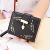Cartera corta nueva al por mayor de fábrica para mujer, con cremallera y hebilla, estilo coreano, con hojas huecas, pequeña, para tarjetas
