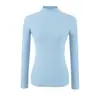 Suéter liso para mujer, nueva colección otoño/invierno 2026, top de punto elegante y moderno de manga larga con cuello medio alto, perfecto como capa interior
