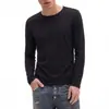 Camiseta de manga comprida estilo retro americano old money com urso mágico para homens, camiseta casual, roupa de casa personalizada, blusa básica de outono com gola redonda