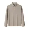 Camisa polo de manga larga de seda de morera natural 40S 230G con cuello, adecuada tanto para hombres como para mujeres, se puede imprimir con logotipo o bordar, ropa de trabajo