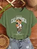 Camiseta de Mujer Estampado de Oso Calle California Moda Casual Moda Algodón Ropa Suelta Cuello Redondo Manga Corta