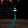 Taladro bola blanco abanico borla tejido a mano marea nacional estilo antiguo nudo chino colgante Hanfu ropa estilo chino nuevo decoración colgante de abanico