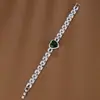 Pulsera de Zirconia Exquisita de Moda con Forma de Corazón de Nuevo Estilo Europeo y Americano, Pulsera de Cobre Puro Versátil Estilo Ins, Joyería al por Mayor